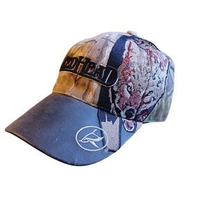 RedHead Mens Camo Wolf Embroidered Baseball Cap Distressed Brim One Size Hat